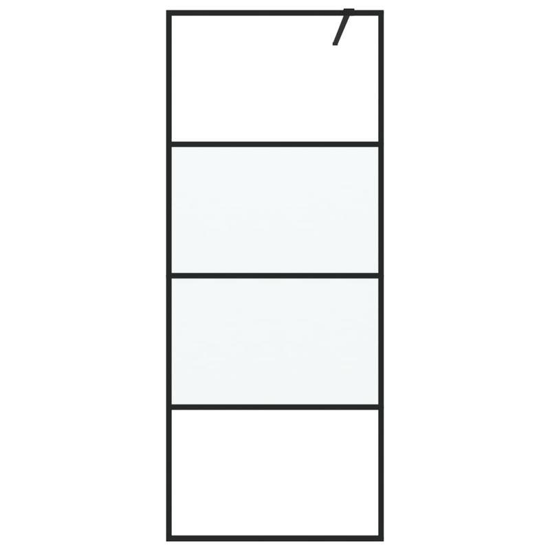 Douchewand – Douchewandje – Douchepaneel – Veiligheidswand – Inloopdouchewand – Zwart aluminium frame – 80x195 cm Semi-mat ESG veiligheidsglas