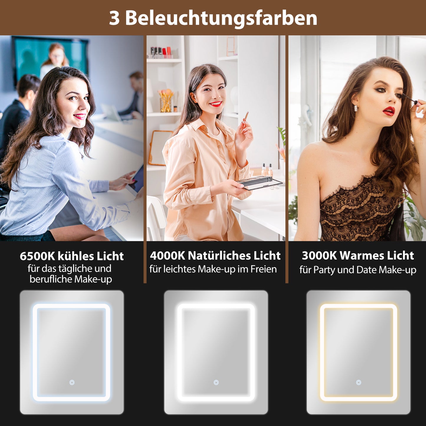 Make-up Tafel – Kaptafel – Make-up Bureau – Schminktafel – Vanity Tafel – Compact Ontwerp – LED-verlichting Met Spiegel
