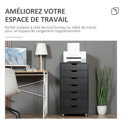 Mobiele Ladekast – Opbergkast – Bureaukast – Archiefkast – Ladenkast – 7 Laden – Stevig Houten Materiaal – Voorzien Van Wieltjes Met Remmen
