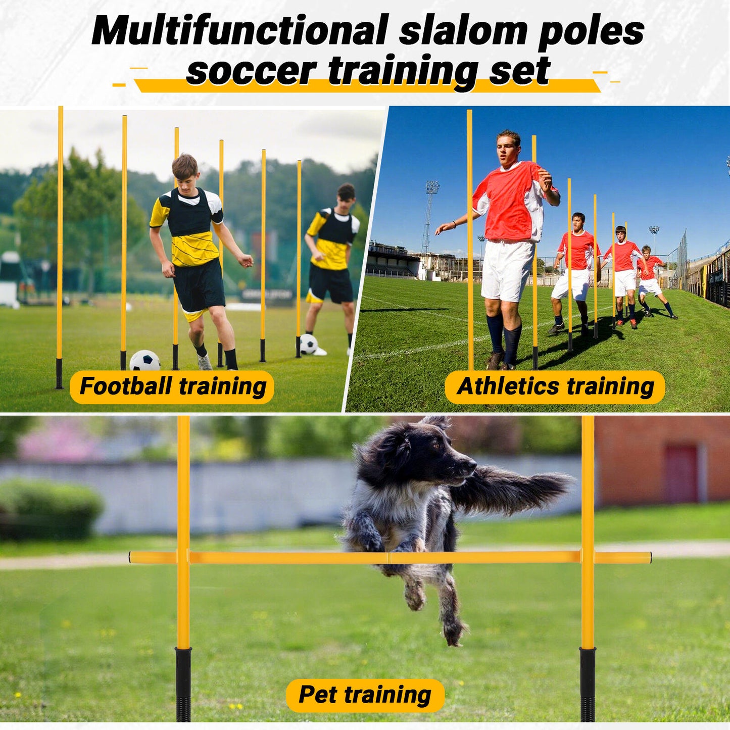 voetbalpalen – trainingspalen – agility palen – voetbal hoedjes – slalompalen – Set Van 6 Stuks – 150 Cm Hoogte – Inclusief Draagtas