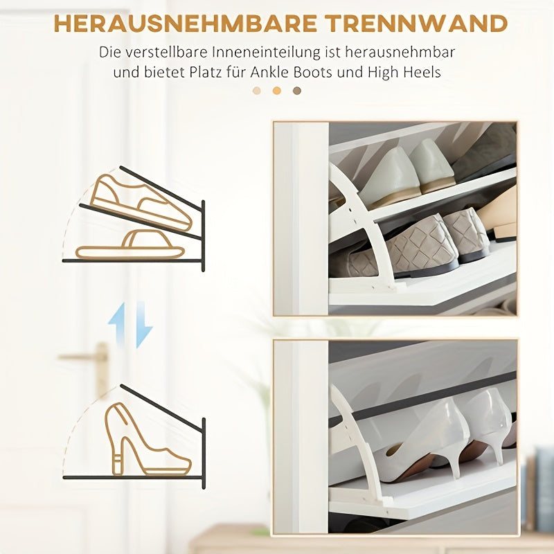 Schoenenrek – Smal Schoenenkast – Schoenopberger – Schoenenbank – Schoenendisplay – Massief Hout – 112 x 72 x 26 cm – Witte Coating