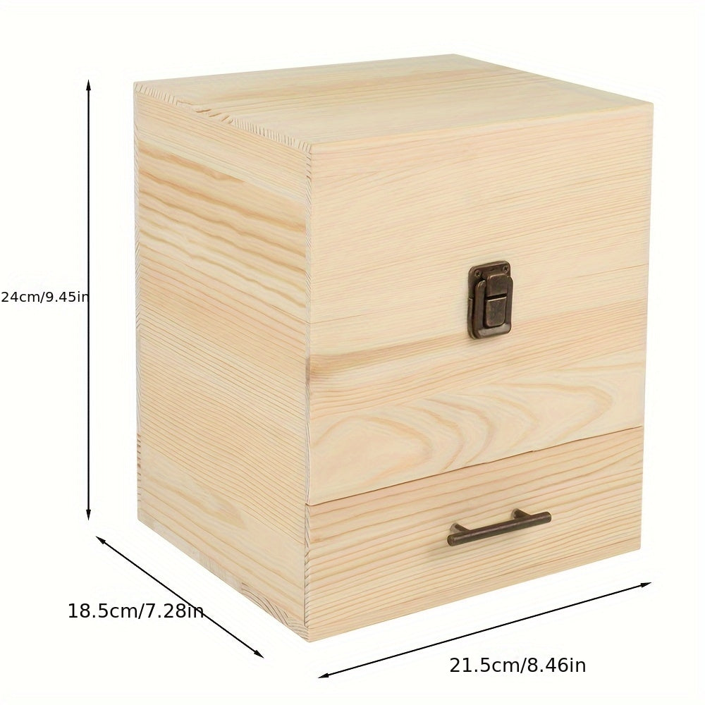 Opbergdoos – Opbergbox – Opbergbak – Organizer – Bewaardoos – Bamboe Materiaal – 59 Vakjes Met 3 Lades – Uitneembare Verdelers – Scharnierend Deksel – 22x19x24 cm