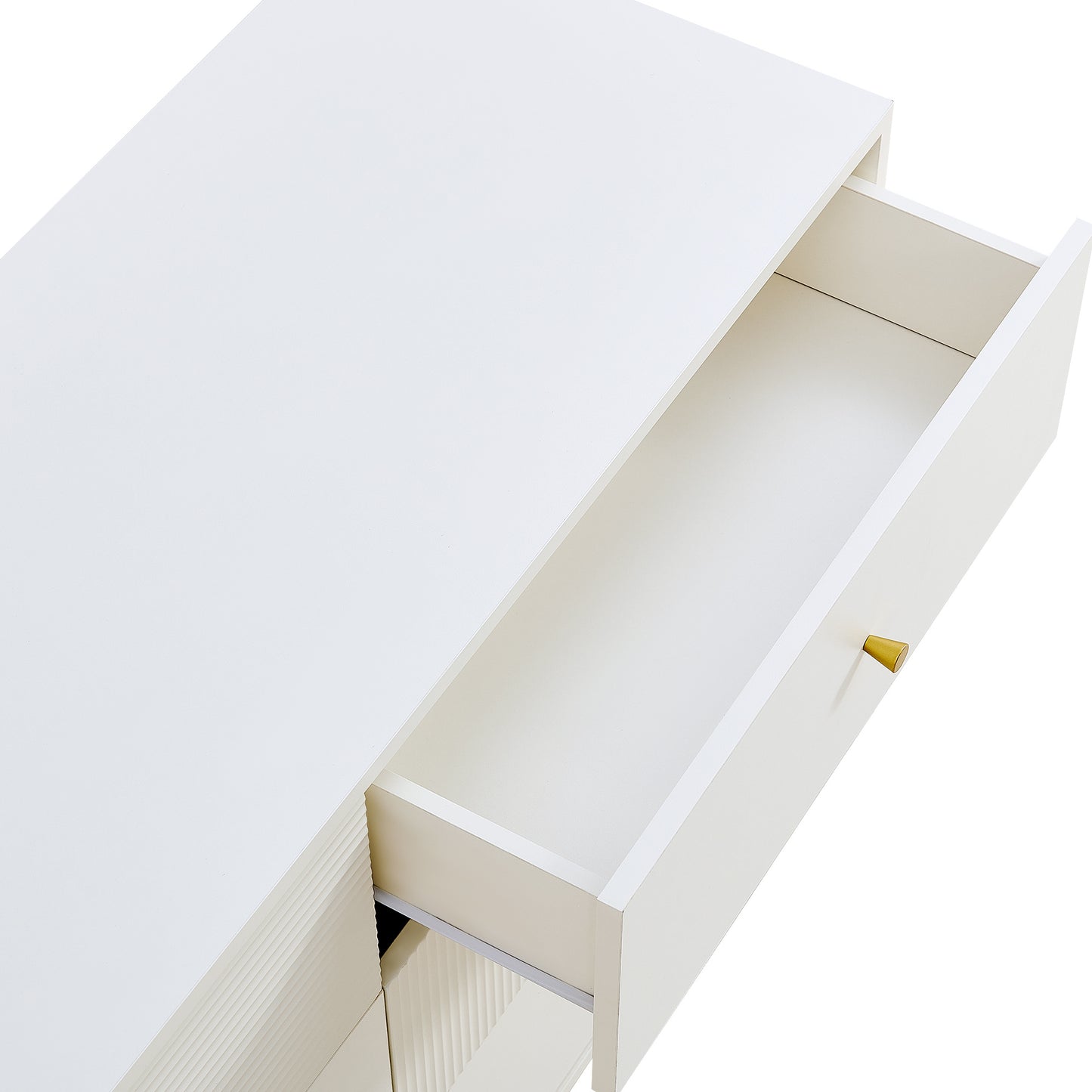 Commode – Ladekast – Dressoir – Opbergkast – Kast – Wit – 6 Lades – MDF Metalen Poten – Gouden Handgrepen – 120x40x78 cm