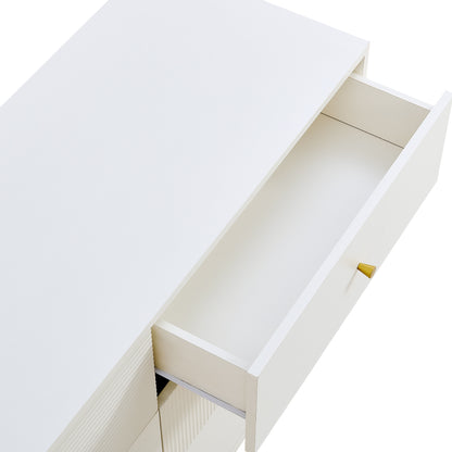 Commode – Ladekast – Dressoir – Opbergkast – Kast – Wit – 6 Lades – MDF Metalen Poten – Gouden Handgrepen – 120x40x78 cm