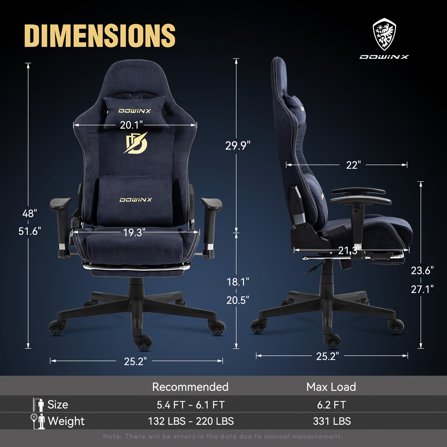 Ergonomische Gamingstoel – Bureaustoel – Computestoel – Bureaustoel – Gamekruk – Met Voetensteun – Verstelbare Hoofdsteun – Max. 150 kg – Zwart