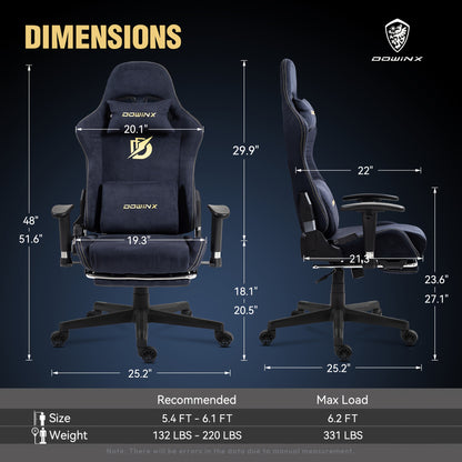 Ergonomische Gamingstoel – Bureaustoel – Computestoel – Bureaustoel – Gamekruk – Met Voetensteun – Verstelbare Hoofdsteun – Max. 150 kg – Zwart