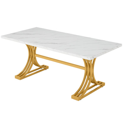 Eettafel – Tafel Dining – Grote Eettafel – Eetkamertafel – Tafel Cuisine – 160 cm Rechthoekig – MDF Blad & Metalen Poten – Geschikt Voor 4-6 Personen