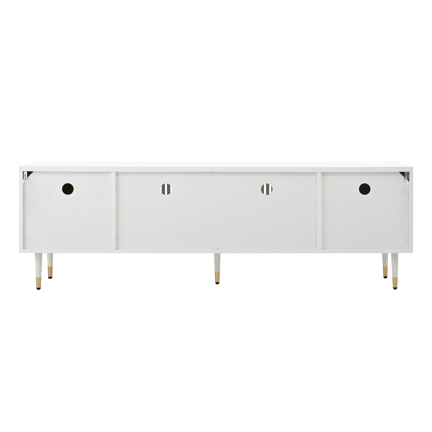 BTM TV Lowboard / TV Cabinet with Lattice Front, Concealed Handles, Golden Accents, Four Doors, Storage Space & Cable Management, Adjustable Feet, 170×36×54 cm