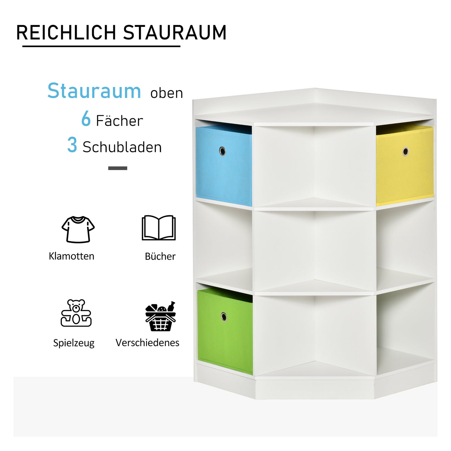 Praktische Opbergkast voor Kinderen – Kinderkasten – Speelgoedkast – Opbergmeubel – Organisatiekast – Wit – 3 Vilten Lades – Kantelbestendig MDF