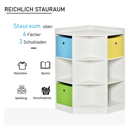 Praktische Opbergkast voor Kinderen – Kinderkasten – Speelgoedkast – Opbergmeubel – Organisatiekast – Wit – 3 Vilten Lades – Kantelbestendig MDF