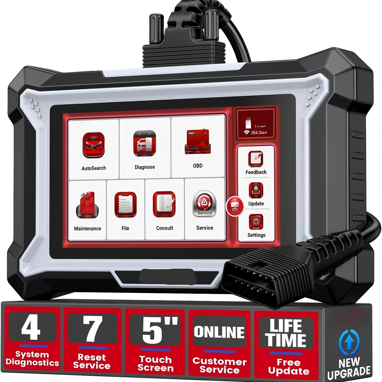 OBD2 Autodiagnosetool – OBD Scanner – Auto Diagnosetester – Foutcode Lezer – Diagnosetool Met 12,7 Cm Scherm – Gratis Levenslange Updates