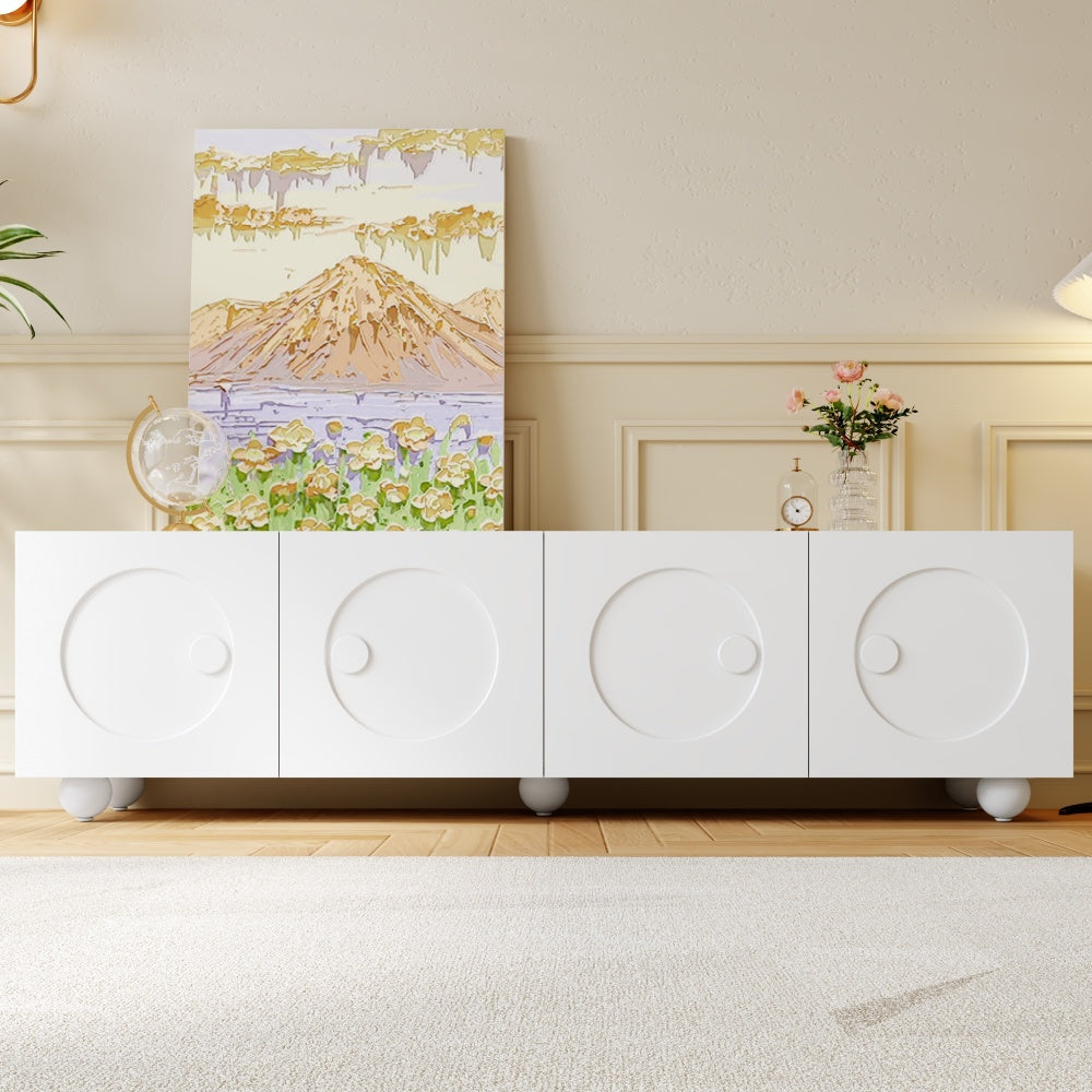Modern White TV Stand, TV Cabinet, TV Panel, Low TV Stand. Unique Design.