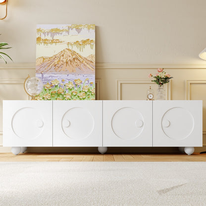 Modern White TV Stand, TV Cabinet, TV Panel, Low TV Stand. Unique Design.