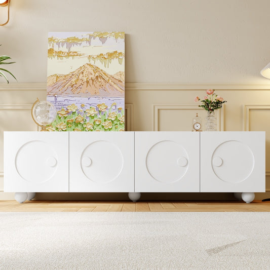 Modern White TV Stand, TV Cabinet, TV Panel, Low TV Stand. Unique Design.