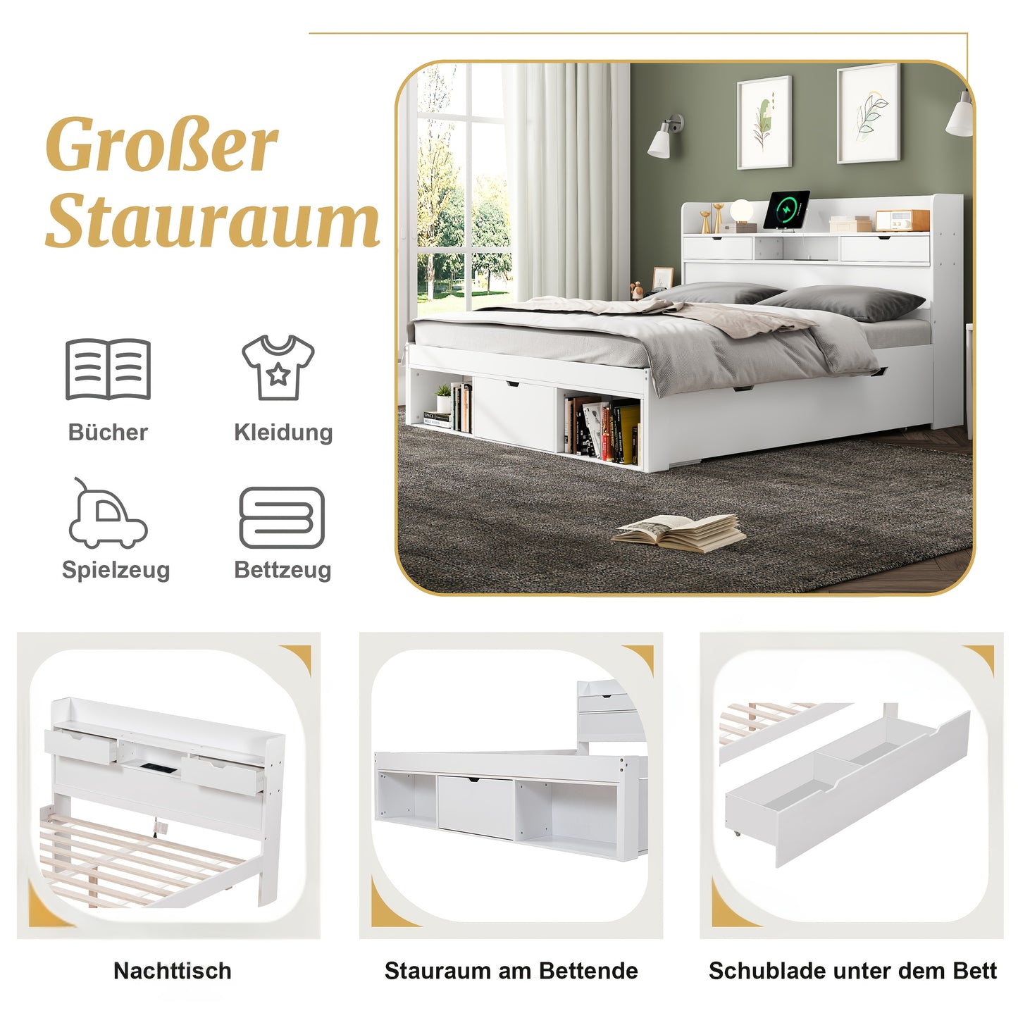 Slaapbank – Twee-zitsbank – Bedbank – Sofa Bed – Tweepersoons Slaapbank – Mosterdgeel – Verstelbare Rugleuning – Ruimtebesparend Ontwerp