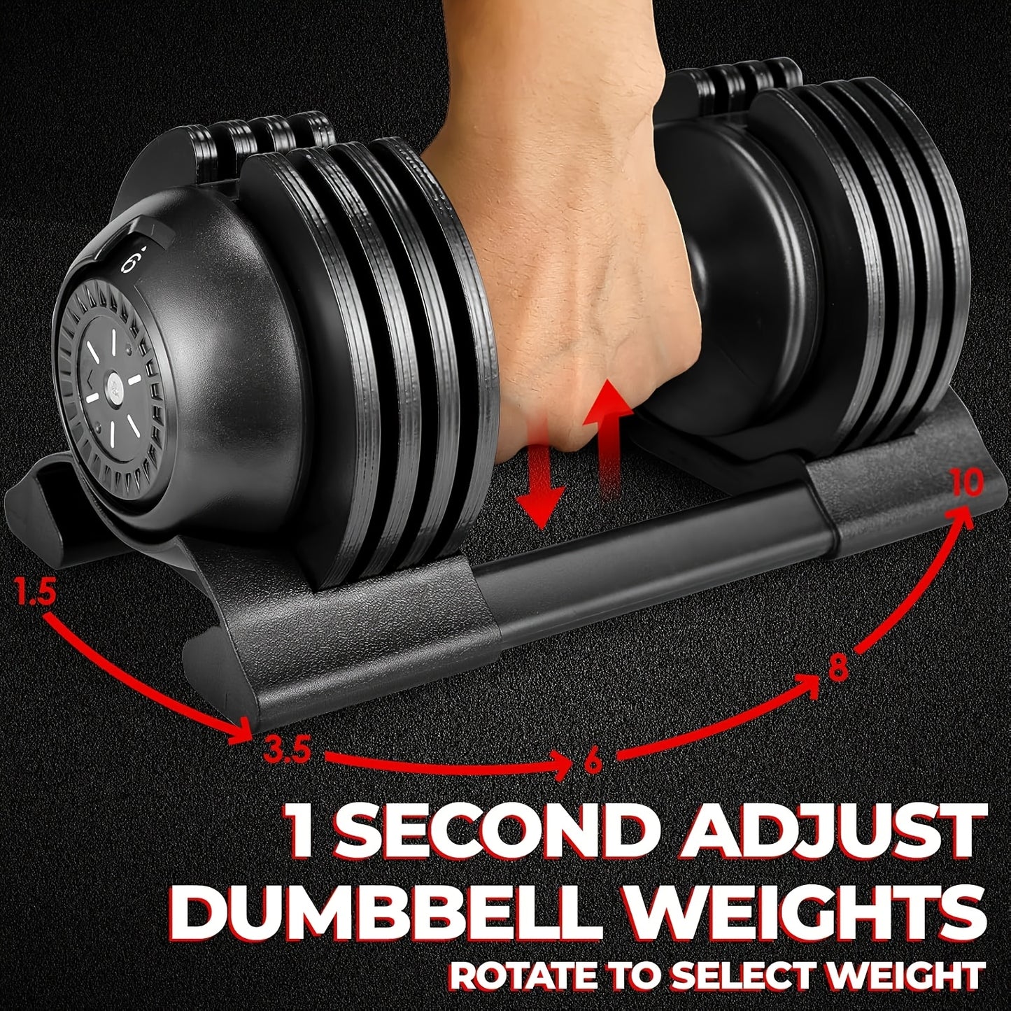 2pcs 10kg Dumbbells with Base, Adjustable Weight, Non-slip Handle, Total Weight 20kg, with Base to Prevent Rolling, Suitable for Home, Office, Gym, Body Training