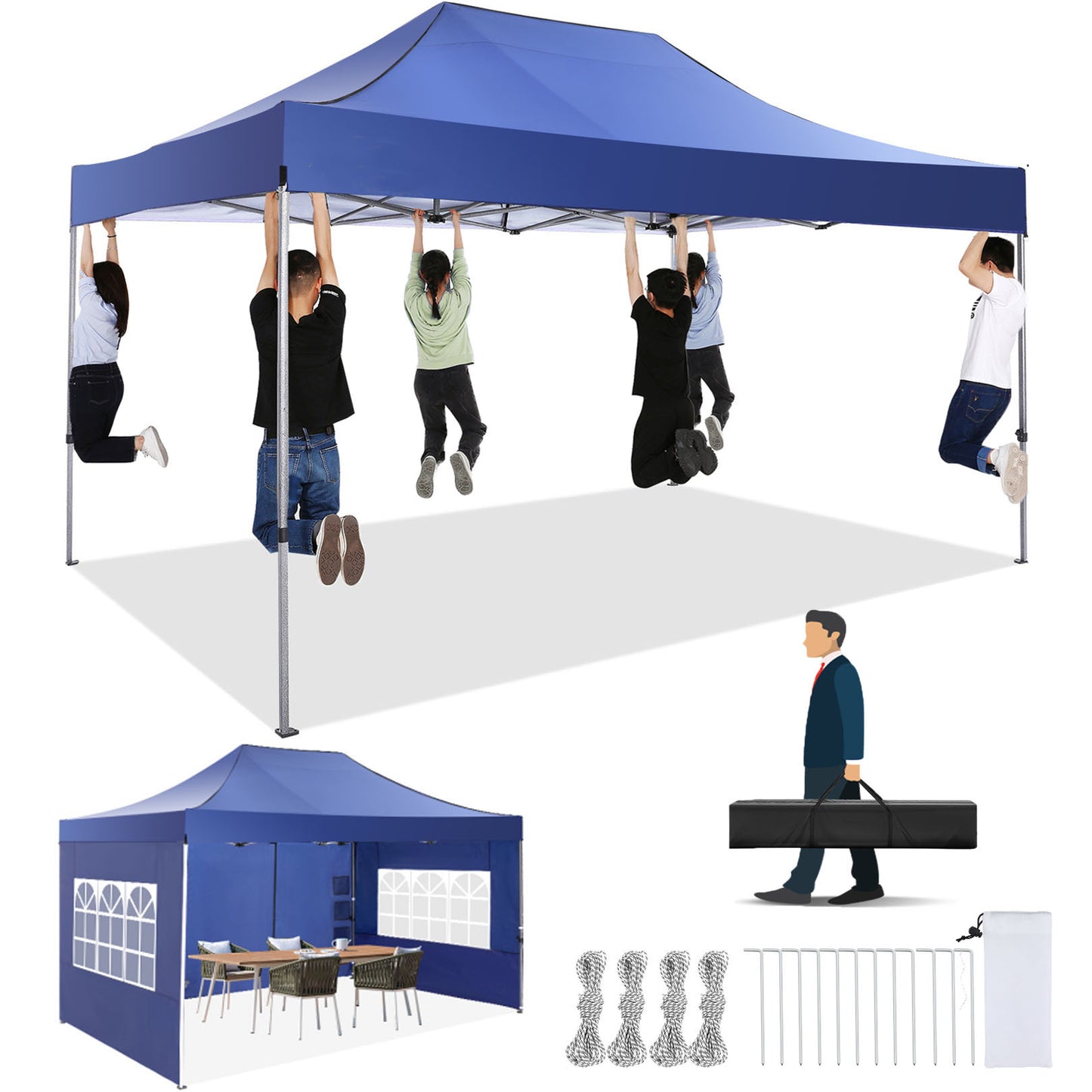Partytent – Pop-Up Tent – Buitentent – Schaduw Tent – Winddicht – Aluminium Frame – Afneembare Zijkanten