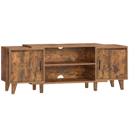 Tv Meubel – Tv Kast – Tv Stand – Mediameubel – Entertainment Center – Bruin – Voor Tv’s Tot 60 Inch – Met 2 Kasten En 2 Open Vakken – Afmetingen 40x140x51,5 cm