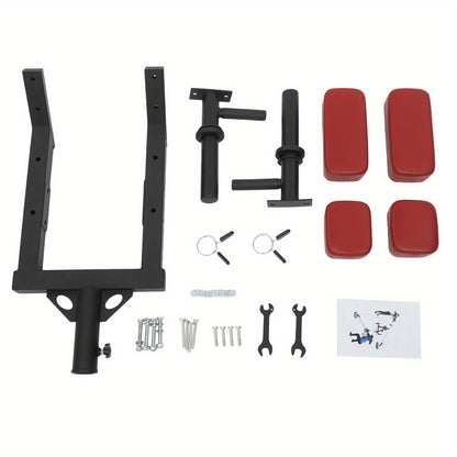Landmine Attachment – Squat Attachment – Shoulder Press Accessoire – Barbell Landmine – Schoudersteun – Duurzaam Staal – Comfortabele Padding – Rood Zwart