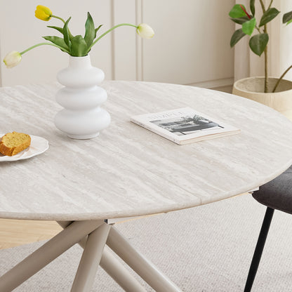 Eettafel Rond – Ronde Eettafel – Ronde Tafel – Keukentafel Rond – Ronde Eetkamertafel – Modern Design – Stevig Gecoat Metalen Kruispoot – 115 cm MDF Blad Grijs