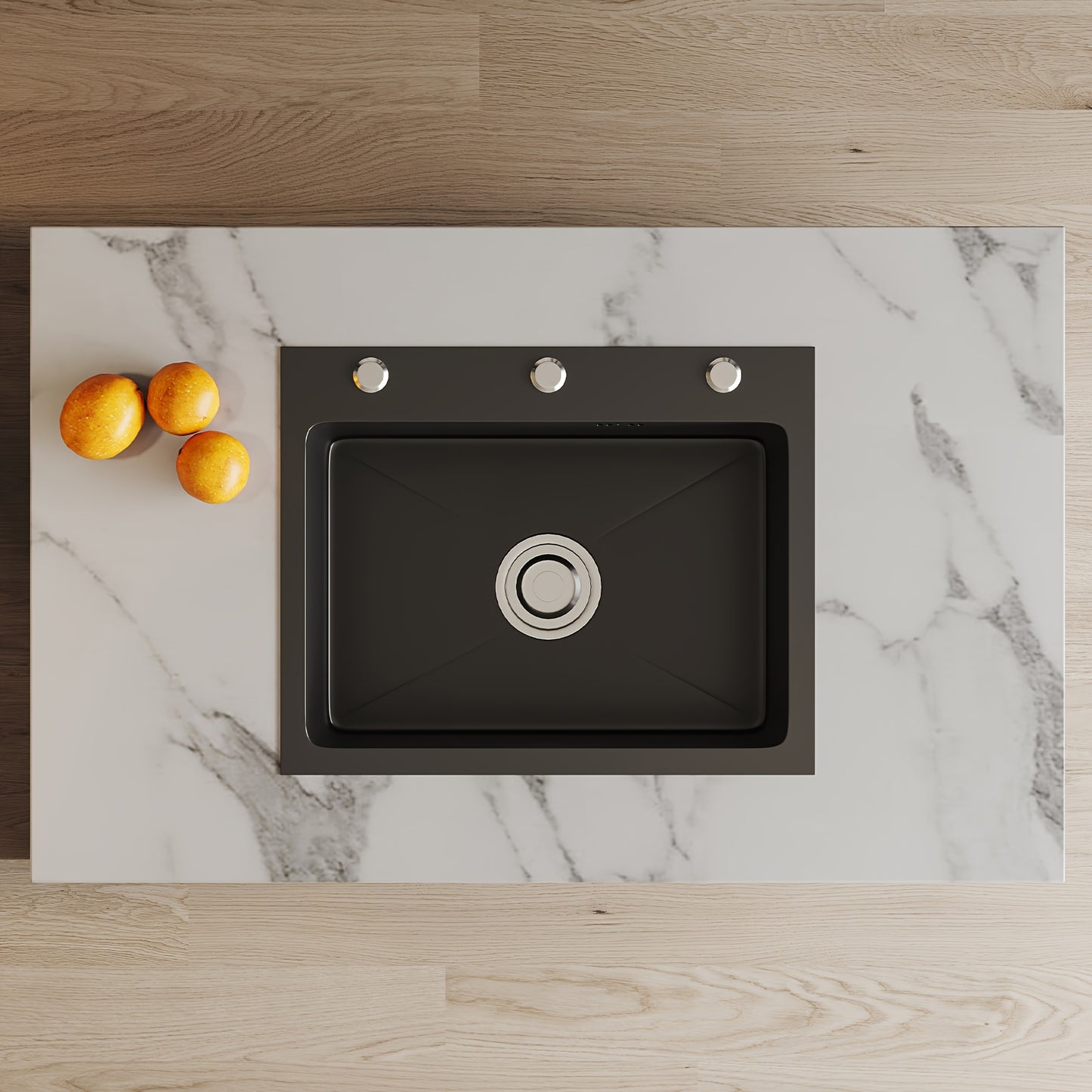 Matte Zwarte Spoeltafelset – Spoelbak – Keukenkraan – Uittrekbare Kraan – Zeeppomp – X-Flow Afvoer – Krasbestendig Composiet – Gereedschapsloze Installatie