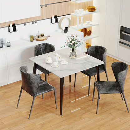 Eettafel – Tafel – Eetkamertafel – Keukentafel – Dinertafel – Rechthoekig Sintered Stone Blad – Kras- en Vlekbestendig – Eenvoudig Schoon Te Maken