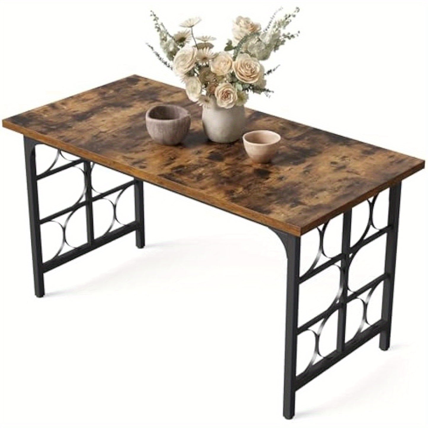 Eettafel – Eetkamertafel – Keukentafel – Tafel – Dinertafel – Industrieel Design – 138,9 cm – MDF & Spaanplaat – Snel te Monteren – Bruin – Stevig & Duurzaam