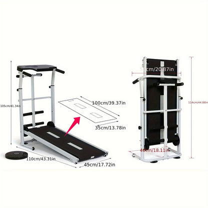 Homelikesport Manual Treadmill Foldable Non-Electric Machine with Twin Flywheels, Speed/Distance Tracker & Step Counter, Heavy-Duty Jogging Belt for Home Gym, Easy Assembly, Portable Walking/ Equipment for all Fitness