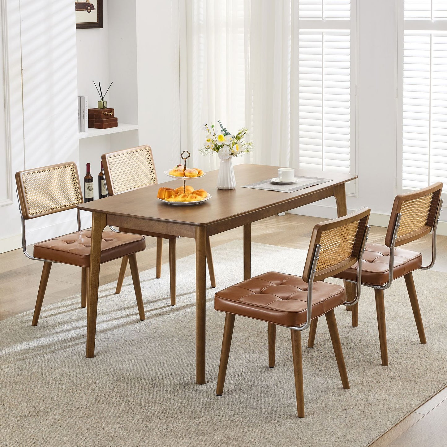 Set of 2 Modern Boho Dining Chairs with Legs - Mid-Century Contemporary Kitchen Table Chairs Suitable for Living Room, Coffee Bar, Restaurant - Sturdy Furniture