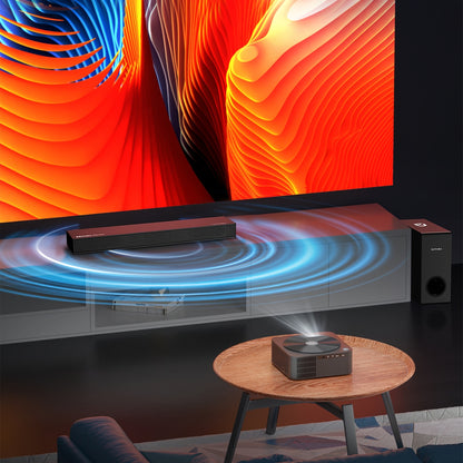 Home Cinema Systeem – Thuisbioscoop Set – Soundbar Met Subwoofer – Projector – Dolby Atmos 2.1 Kanaals – 190W Bass – 700 ANSI Lumen Met Automatische Focus