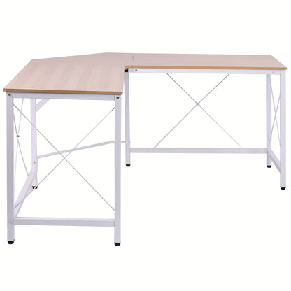 Hoekbureau – L-vormig Bureau – Computerbureau – Schrijftafel – Thuiswerkplek – Natuurlijk Kleur – Metaframe – 150x150x76 cm – Schuin Randontwerp