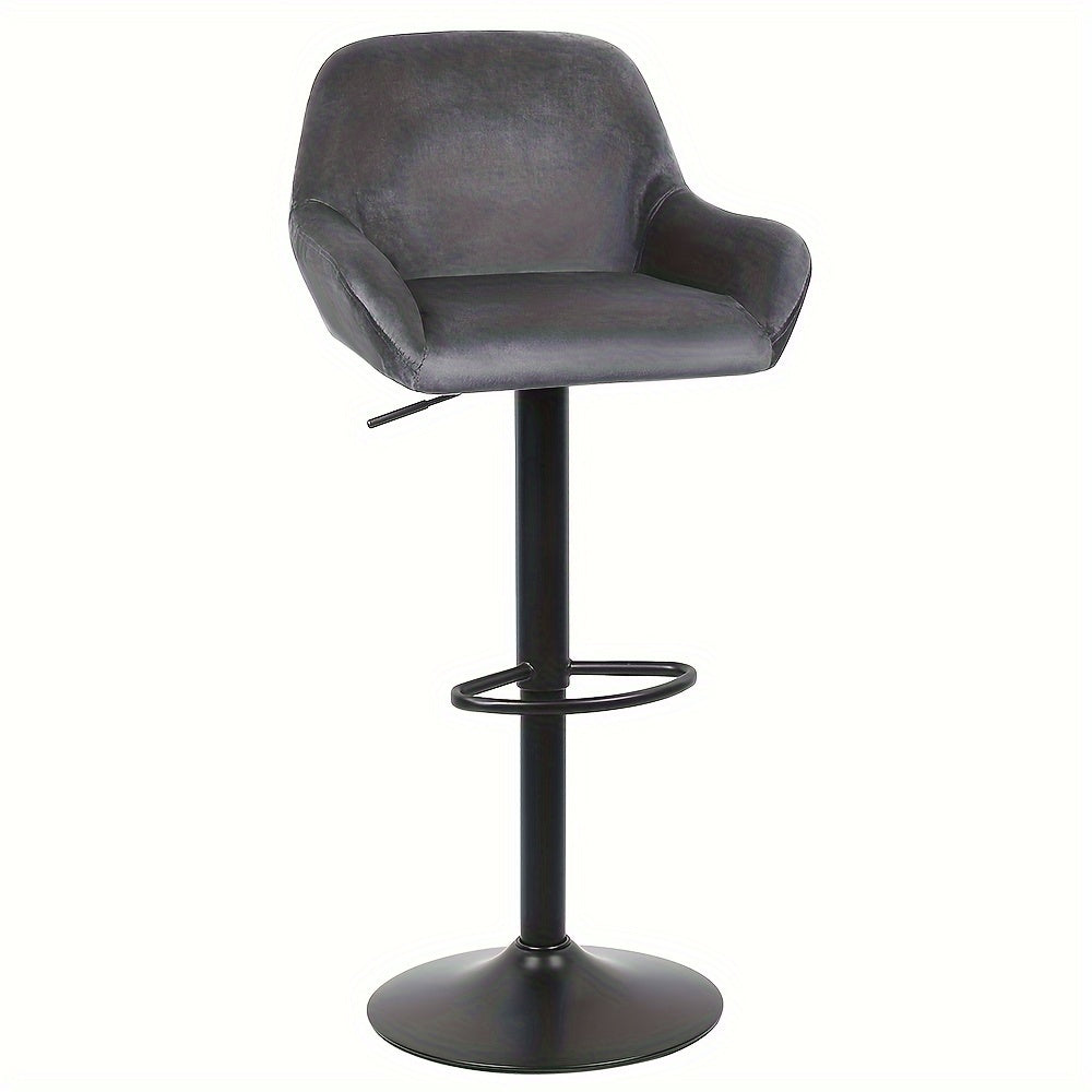 Barstoel – Barkruk – Barstoelen – Keukenstoel – Zithoekstoel – Set van 2 – 360° Draaibaar – Verstelbare Zithoogte 86-106 cm – Fluwelen Bekleding – Zwart Metalen Frame