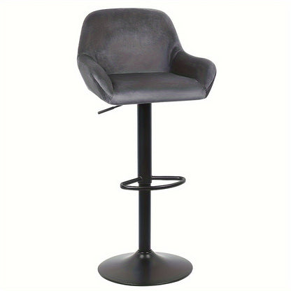 Barstoel – Barkruk – Barstoelen – Keukenstoel – Zithoekstoel – Set van 2 – 360° Draaibaar – Verstelbare Zithoogte 86-106 cm – Fluwelen Bekleding – Zwart Metalen Frame