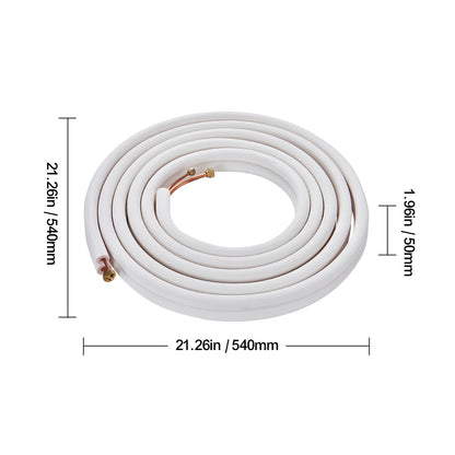 Koperen Leidingenset – Airconditioning Leiding – Mini Split Leidingen – Warmtepomp Buizen – HVAC Installatie Set – 16ft Lange Koperbuizen – Drievoudige Isolatie & Complete Accessoires