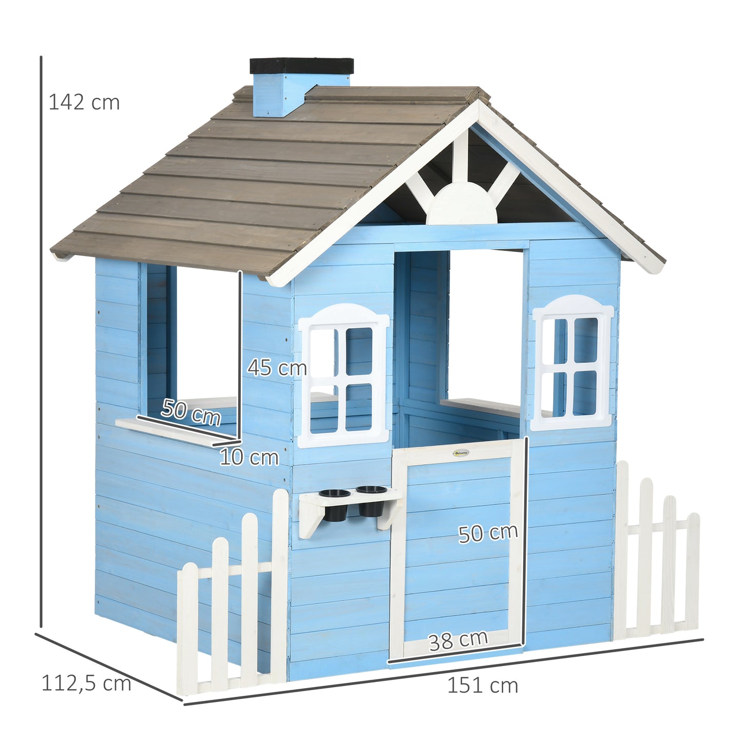 Houten Speelhuisje – Speelhuis – Speelgoedhuis – Tuinhuisje – Kinderspeelhuis – Blauw – Duurzaam Grenenhout – Veilig Afgewerkt