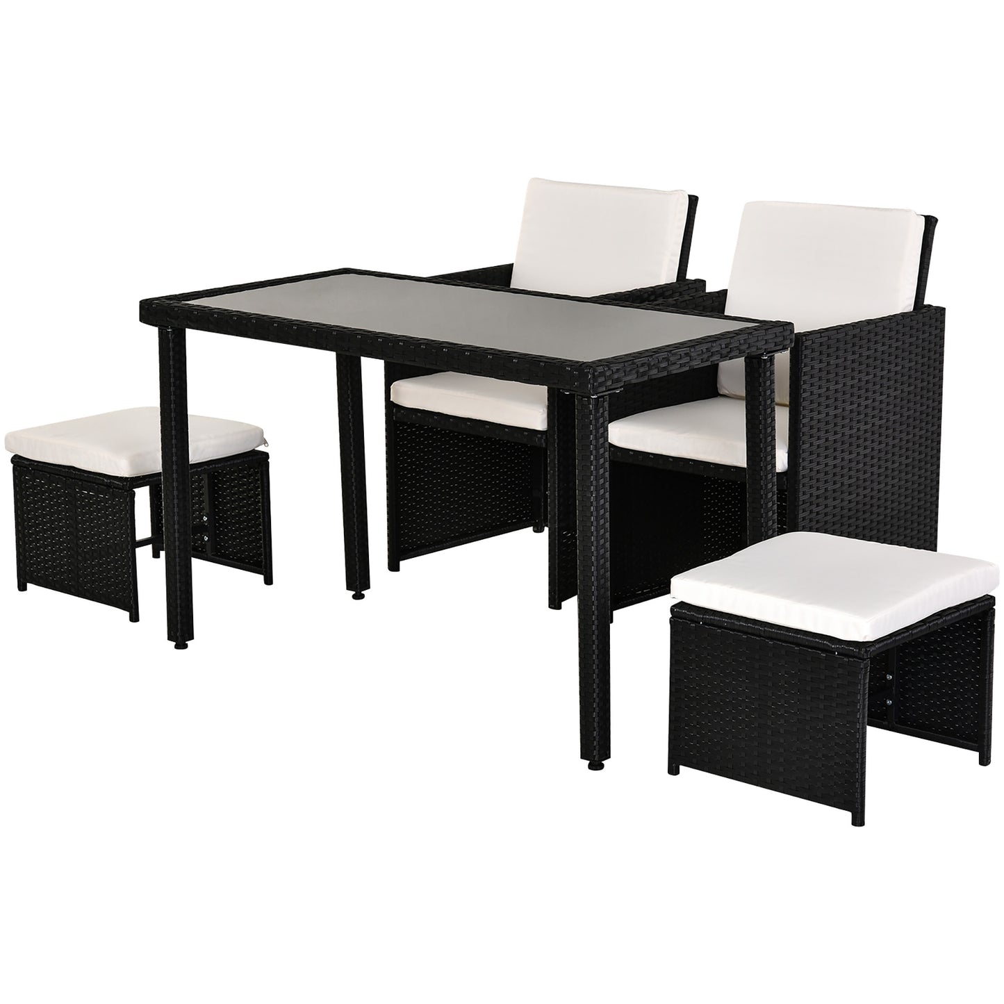 Tuinset – Diningset – Loungeset – Zitgroep – Buitenmeubelset – Polyrattan met Kussens – Compact Opbergbaar