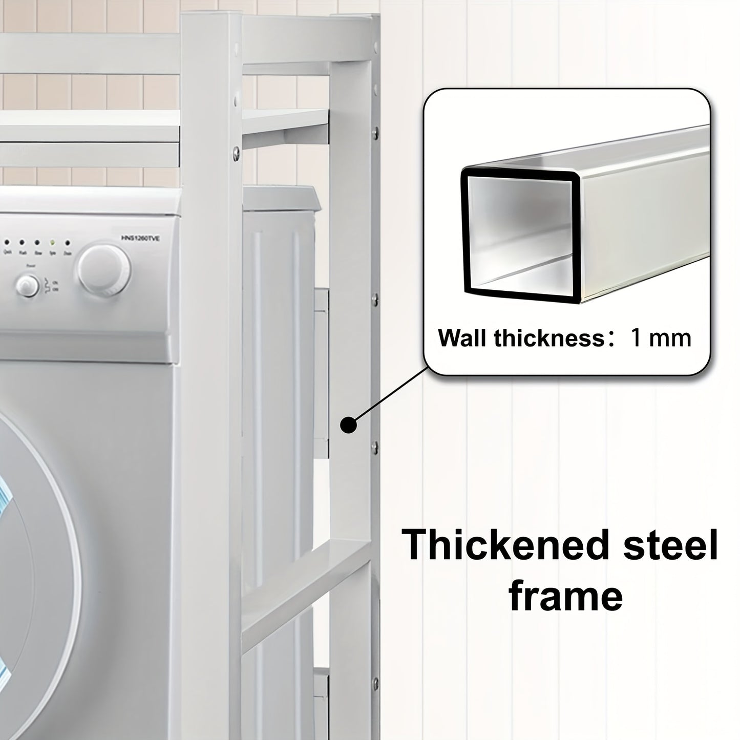 Wasmachine Rek – Wasmachine Ombouw – Droger Rek – Opbergrek – Wasmachine Kast – Verstelbaar Hoogte – Stevig Kunststof & Metaal