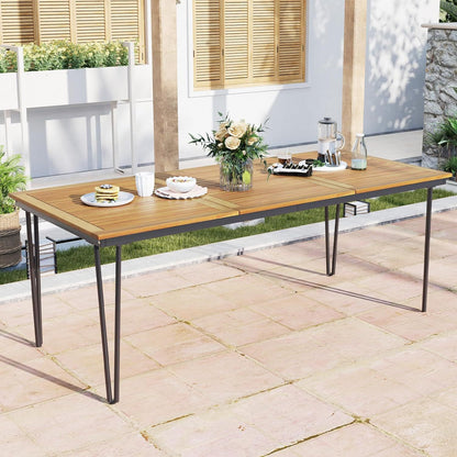 Tuinmeubel Tafel – Eettafel Tuinset Tuintafel Houten Tafel – Acaciahout – Parasolhouder – 200 cm – 8 Personen