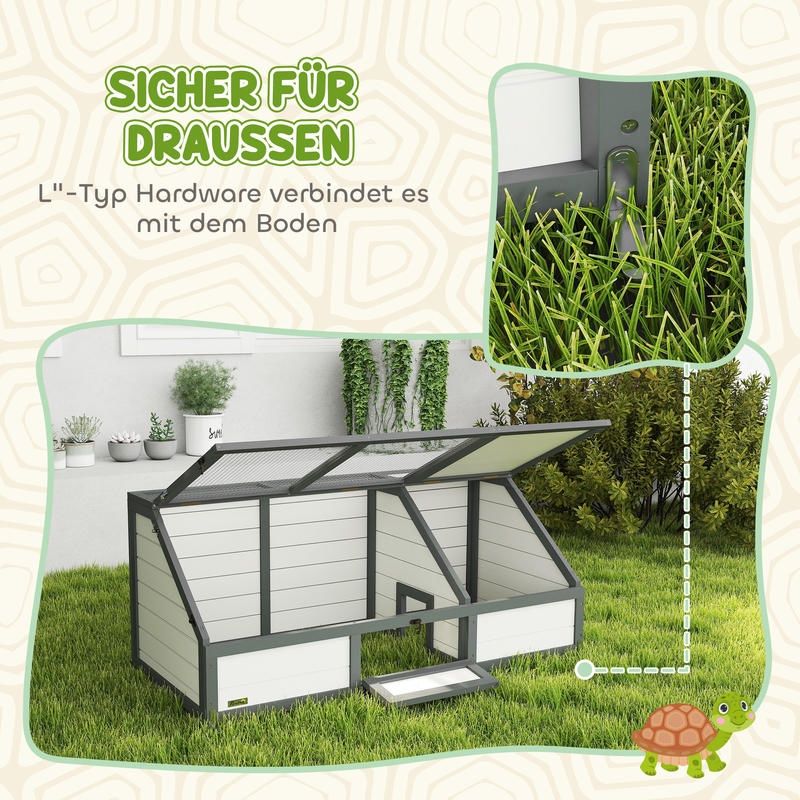 Outdoor/Indoor Small Animal Habitat Cage with Removable Base - Easy-Access Door & Spacious Design, Durable Turtle House & Nesting Box for Rabbits, Guinea Pigs, Hamsters, Lizards - Ventilated Mesh Top & Solid Floor, Low-Mainte