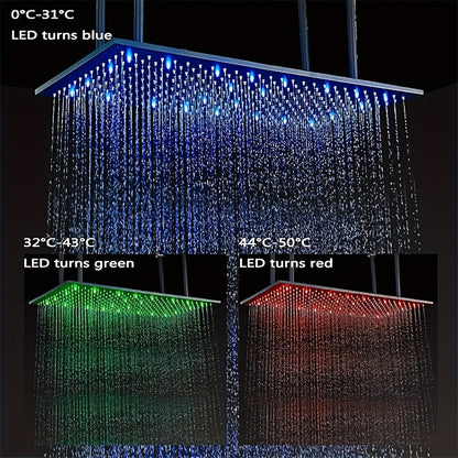 Regendouchekop – Regendouche – Douchekop – Hoofddouche – Plafonddouche – Mat Zwart – Groot Formaat 40,64x81,28 cm – Hoogwaardige Waterverdeling