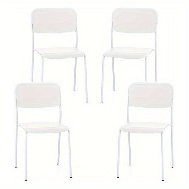 Eetkamerstoelen – Stapelbare Stoelen – Keukenstoelen – Zonder Armleuning – Set Van 4 – Met Metalen Frame – Comfortabel En Duurzaam – Wit