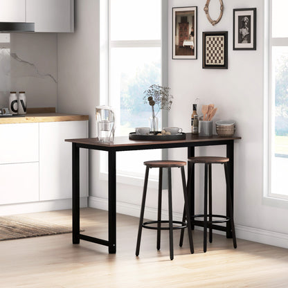 Barkrukken – Barstoelen – Krukken – Hoge Stoelen – Industrieel Design – Rustic Brown Zitting – Zwart Metalen Frame – Comfortabele Voetensteun – 42x42x65 cm – Set Van 2