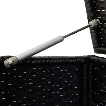 Tuinkist – Opbergbox – Kussenbox – Tuinopbergbox – Tuinmeubelbox – Zwarte Gevlochten PE Rattan – Gasveer Deksel – Afsluitbaar – 100x50x50 cm – Duurzaam Gepoedercoat Stalen Frame