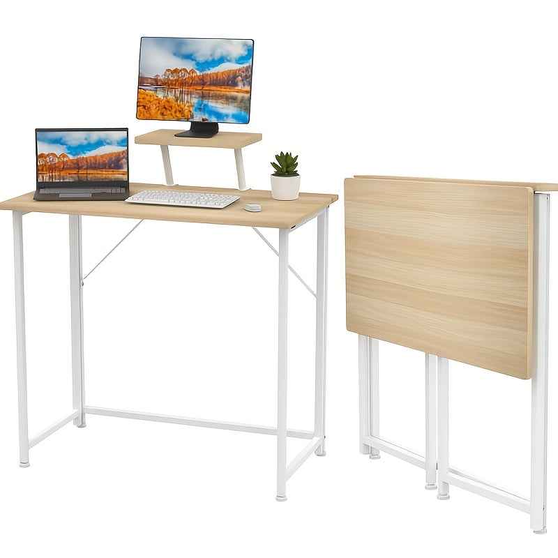 Bureau – Computertafel – Werkplek – Schrijftafel – Inklapbaar – Ergonomisch Met Monitorstandaard – Compact 80x45x74 cm – Stevig Metalen Frame