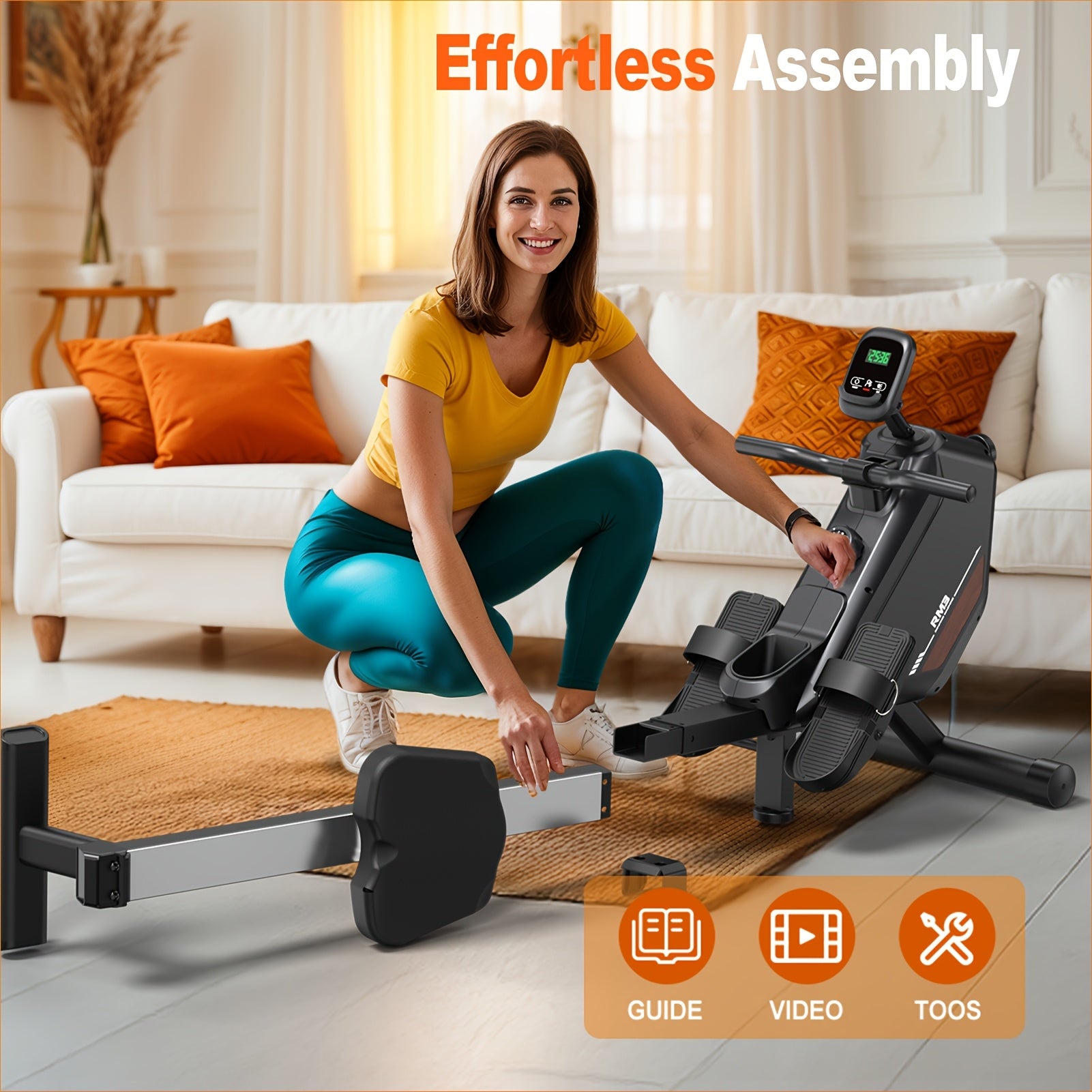 Roeitrainer – Roeimachine – Fitnessapparaat – Thuisfitness – Inklapbaar – 16 Weerstandsniveaus – Draadloze Verbinding - Zwart - QUORE