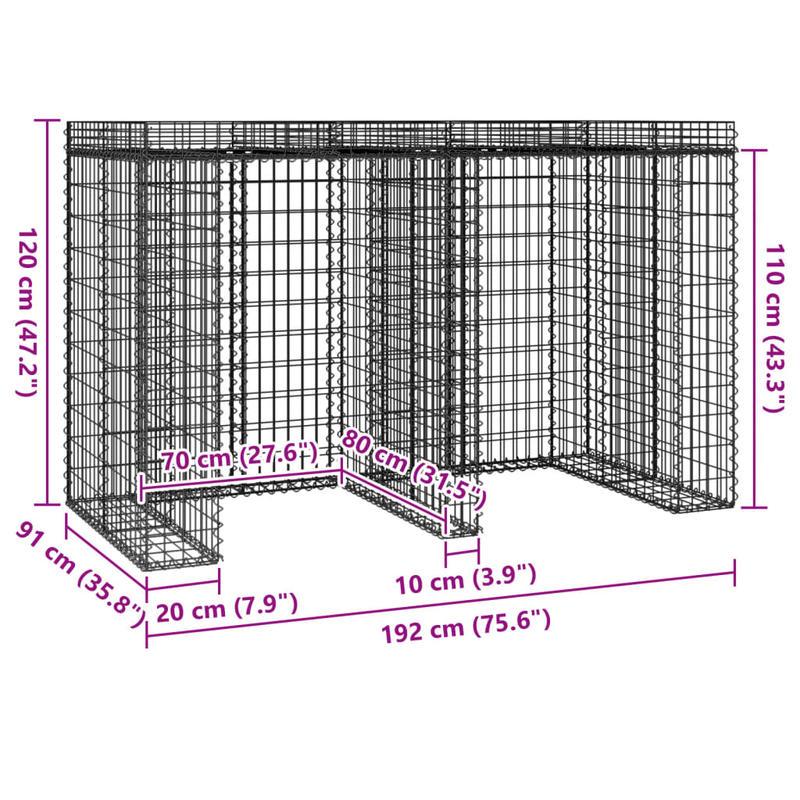 Afvalbak – Vuilnisbak – Prullenbak – Afvalcontainer – Afvalton – Gegalvaniseerd Staal – Weerbestendig & Groot Formaat 192x91x120 cm