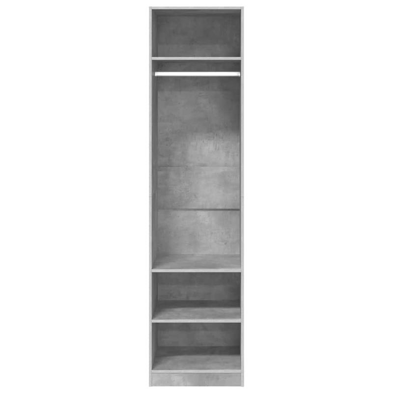 Kast – Opbergkast – Garderobekast – Kledingkast – Dichte Kast – Betongrijs – Bewerkt Hout – 50x50x200 cm – Stevig & Duurzaam