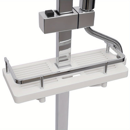 TOOL1SHOOO Modern Stainless Steel Shower System, 4 Water Outlets, Rainfall Showerhead, Handheld Sprayer, Height-Adjustable Shelf, Suitable for Bathrooms, Spas, Hotels