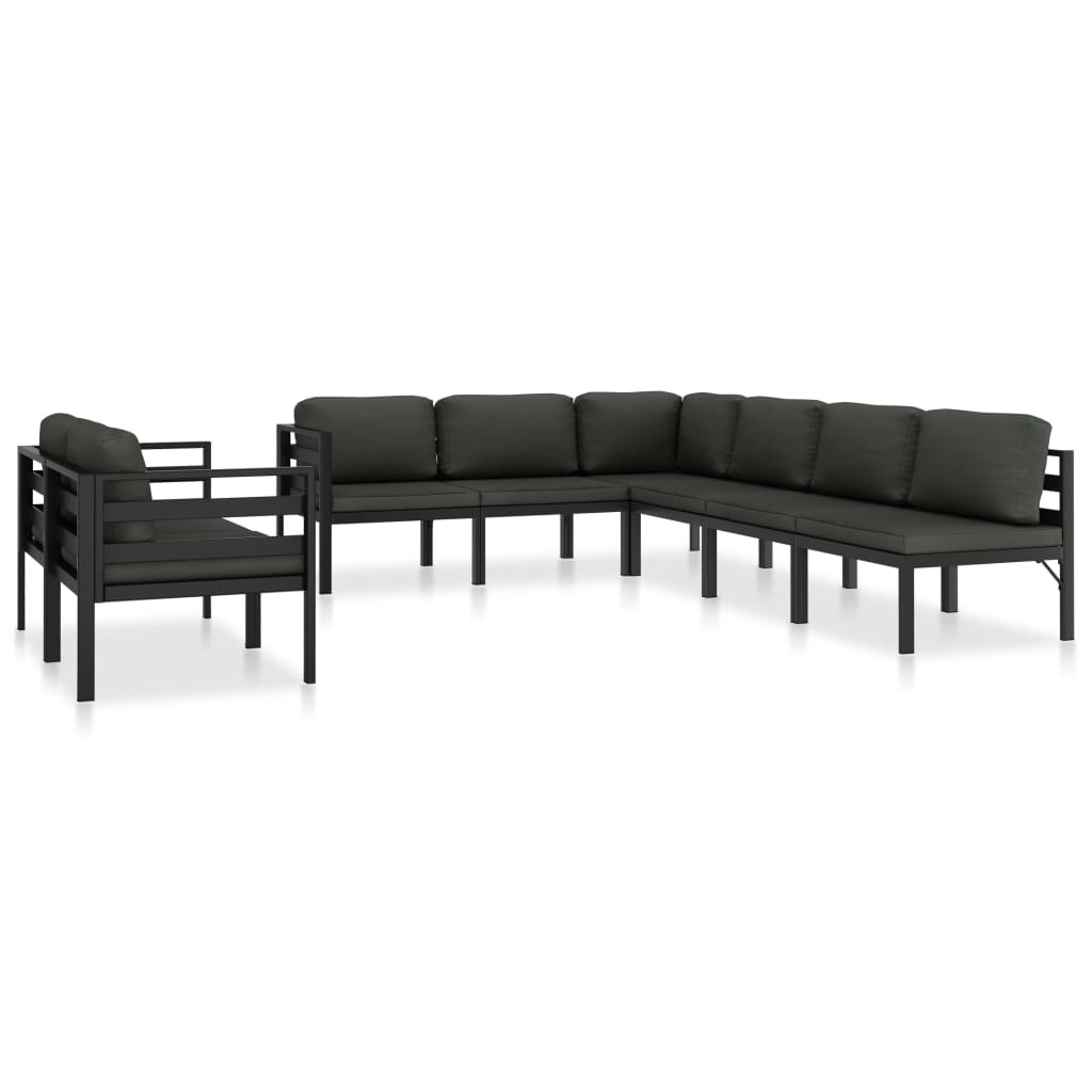 Loungeset – Tuinset – Loungebank – Zitgroep – Loungemeubel – Modulaire 9-delige Set – Weerbestendig Aluminium – Comfortabele Kussens