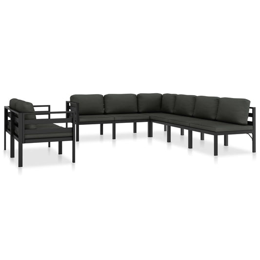 Loungeset – Tuinset – Loungebank – Zitgroep – Loungemeubel – Modulaire 9-delige Set – Weerbestendig Aluminium – Comfortabele Kussens